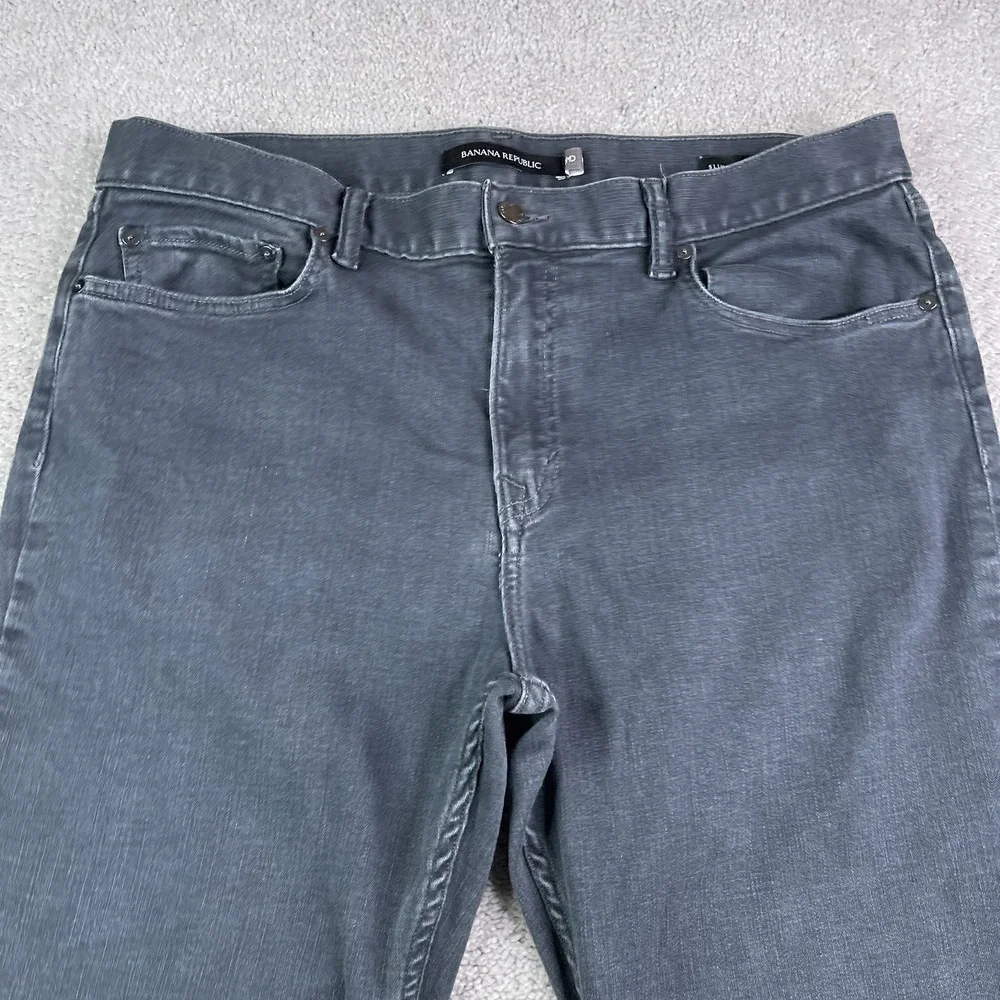 Banana Republic Jeans Mens 36x32 Gray‎ Black Slim Rapid Movement Denim Stretch